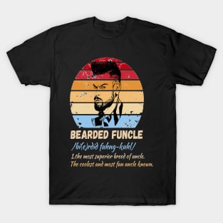 funny bearded funcle Definition Retro Sunset T-Shirt